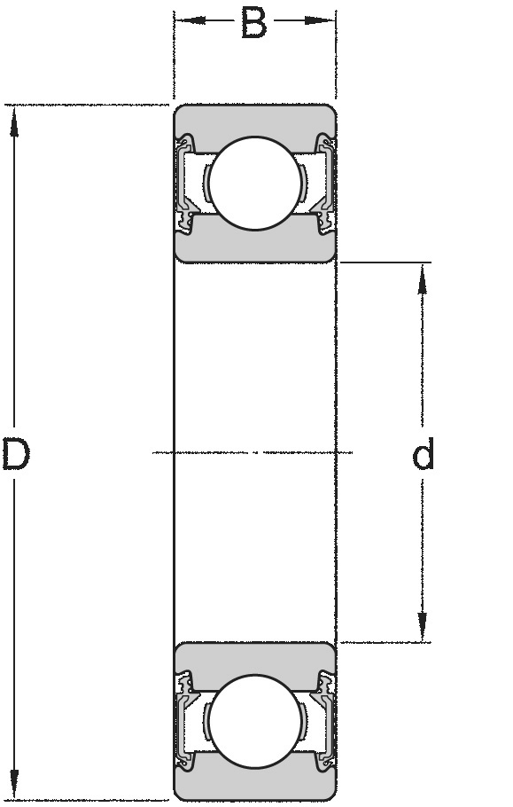 627 2RS Rulman Teknik Çizimi